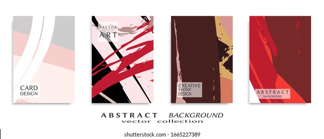 Abstract backgrouns set, grunge texture. Minimalistic art, brush strokes style. Design for card, brochure, banner idea, book cover, booklet print, flyer sheet a4. Collage page, web header template.