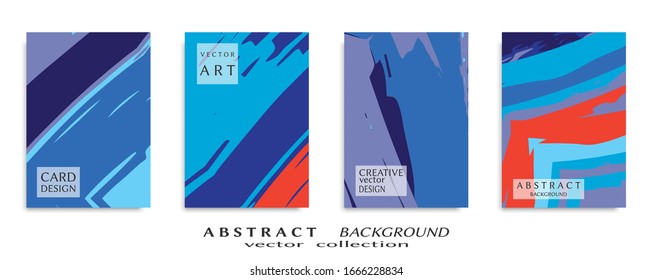 Abstract backgrouns set, grunge texture. Minimalistic art, brush strokes style. Design for card, brochure, banner idea, book cover, booklet print, flyer sheet a4. Collage page, web header template.
