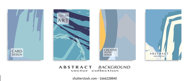 Abstract backgrouns set, grunge texture. Minimalistic art, brush strokes style. Design for card, brochure, banner idea, book cover, booklet print, flyer sheet a4. Collage page, web header template.
