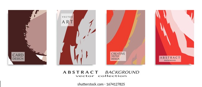Abstract backgrouns set, grunge texture. Minimalistic art, brush strokes style. Design for card, brochure, banner idea, book cover, booklet print, flyer sheet a4. Collage page, web header template.
