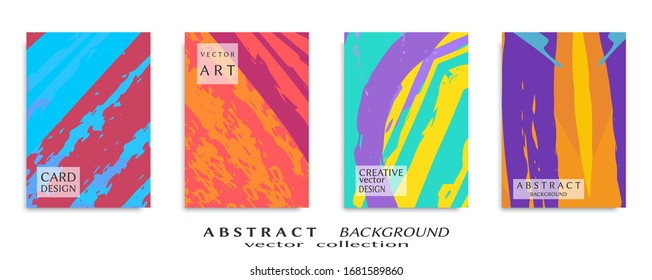 Abstract backgrouns set, grunge texture. Minimalistic art, brush strokes style. Design for card, brochure, banner idea, book cover, booklet print, flyer sheet a4. Collage page, web header template.