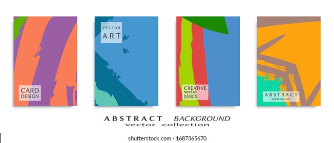 Abstract backgrouns set, grunge texture. Minimalistic art, brush strokes style. Design for card, brochure, banner idea, book cover, booklet print, flyer sheet a4. Collage page, web header template.