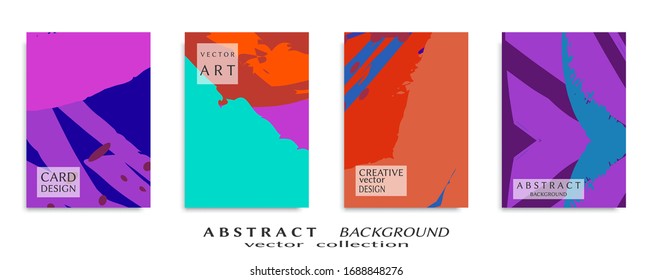 Abstract backgrouns set, grunge texture. Minimalistic art, brush strokes style. Design for card, brochure, banner idea, book cover, booklet print, flyer sheet a4. Collage page, web header template.