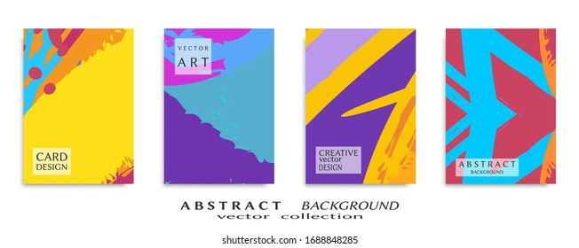 Abstract backgrouns set, grunge texture. Minimalistic art, brush strokes style. Design for card, brochure, banner idea, book cover, booklet print, flyer sheet a4. Collage page, web header template.