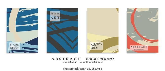 Abstract backgrouns set, grunge texture. Minimalistic art, brush strokes style. Design for card, brochure, banner idea, book cover, booklet print, flyer sheet a4. Collage page, web header template.