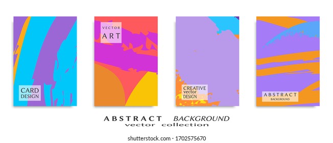 Abstract backgrouns set, grunge texture. Minimalistic art, brush strokes style. Design for card, brochure, banner idea, book cover, booklet print, flyer sheet a4. Collage page, web header template.