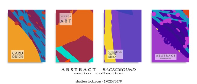 Abstract backgrouns set, grunge texture. Minimalistic art, brush strokes style. Design for card, brochure, banner idea, book cover, booklet print, flyer sheet a4. Collage page, web header template.