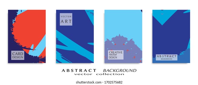 Abstract backgrouns set, grunge texture. Minimalistic art, brush strokes style. Design for card, brochure, banner idea, book cover, booklet print, flyer sheet a4. Collage page, web header template.