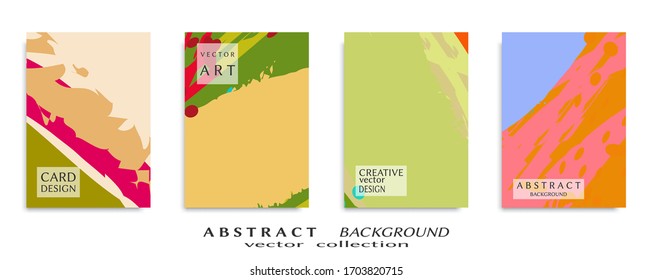 Abstract backgrouns set, grunge texture. Minimalistic art, brush strokes style. Design for card, brochure, banner idea, book cover, booklet print, flyer sheet a4. Collage page, web header template.