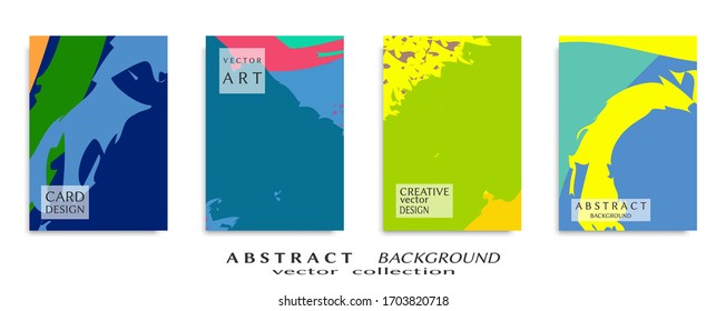 Abstract backgrouns set, grunge texture. Minimalistic art, brush strokes style. Design for card, brochure, banner idea, book cover, booklet print, flyer sheet a4. Collage page, web header template.