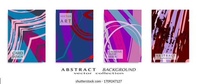 Abstract backgrouns set, grunge texture. Minimalistic art, brush strokes style. Design for card, brochure, banner idea, book cover, booklet print, flyer sheet a4. Collage page, web header template.