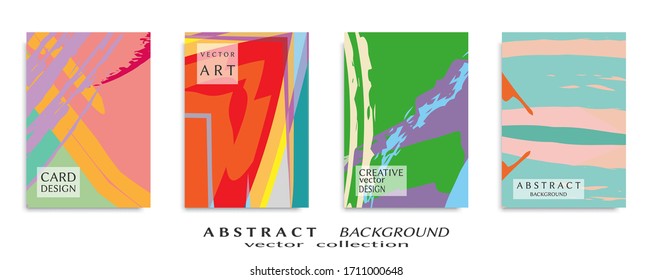 Abstract backgrouns set, grunge texture. Minimalistic art, brush strokes style. Design for card, brochure, banner idea, book cover, booklet print, flyer sheet a4. Collage page, web header template.
