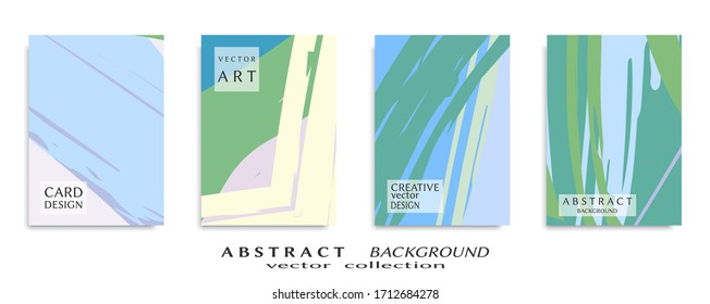 Abstract backgrouns set, grunge texture. Minimalistic art, brush strokes style. Design for card, brochure, banner idea, book cover, booklet print, flyer sheet a4. Collage page, web header template.