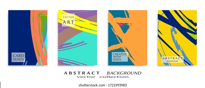 Abstract backgrouns set, grunge texture. Minimalistic art, brush strokes style. Design for card, brochure, banner idea, book cover, booklet print, flyer sheet a4. Collage page, web header template.
