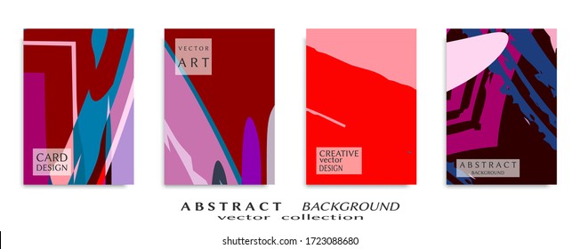 Abstract backgrouns set, grunge texture. Minimalistic art, brush strokes style. Design for card, brochure, banner idea, book cover, booklet print, flyer sheet a4. Collage page, web header template.