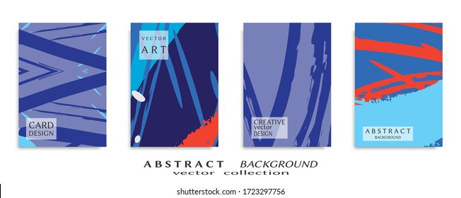 Abstract backgrouns set, grunge texture. Minimalistic art, brush strokes style. Design for card, brochure, banner idea, book cover, booklet print, flyer sheet a4. Collage page, web header template.