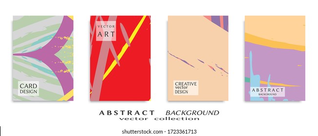 Abstract backgrouns set, grunge texture. Minimalistic art, brush strokes style. Design for card, brochure, banner idea, book cover, booklet print, flyer sheet a4. Collage page, web header template.
