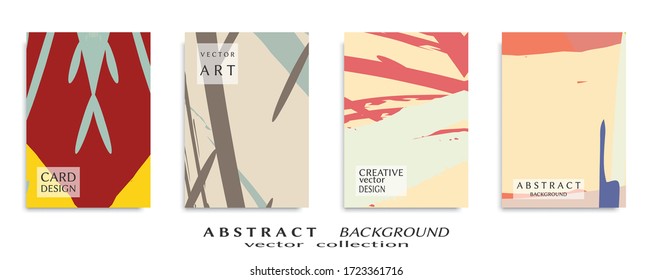 Abstract backgrouns set, grunge texture. Minimalistic art, brush strokes style. Design for card, brochure, banner idea, book cover, booklet print, flyer sheet a4. Collage page, web header template.