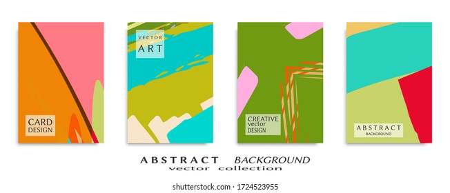 Abstract backgrouns set, grunge texture. Minimalistic art, brush strokes style. Design for card, brochure, banner idea, book cover, booklet print, flyer sheet a4. Collage page, web header template.