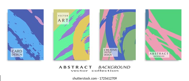 Abstract backgrouns set, grunge texture. Minimalistic art, brush strokes style. Design for card, brochure, banner idea, book cover, booklet print, flyer sheet a4. Collage page, web header template.