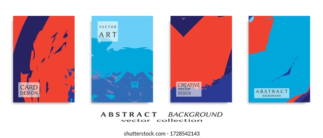 Abstract backgrouns set, grunge texture. Minimalistic art, brush strokes style. Design for card, brochure, banner idea, book cover, booklet print, flyer sheet a4. Collage page, web header template.