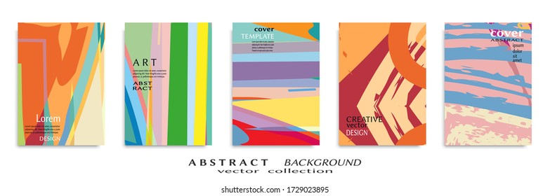 Abstract backgrouns set, grunge texture. Minimalistic art, brush strokes style. Design for card, brochure, banner idea, book cover, booklet print, flyer sheet a4. Collage page, web header template.