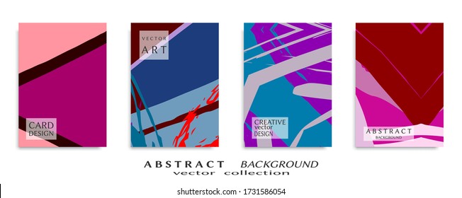 Abstract backgrouns set, grunge texture. Minimalistic art, brush strokes style. Design for card, brochure, banner idea, book cover, booklet print, flyer sheet a4. Collage page, web header template.