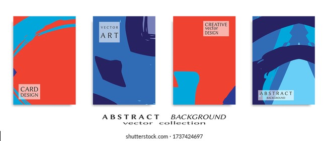 Abstract backgrouns set, grunge texture. Minimalistic art, brush strokes style. Design for card, brochure, banner idea, book cover, booklet print, flyer sheet a4. Collage page, web header template.
