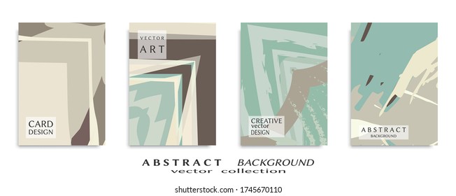 Abstract backgrouns set, grunge texture. Minimalistic art, brush strokes style. Design for card, brochure, banner idea, book cover, booklet print, flyer sheet a4. Collage page, web header template.