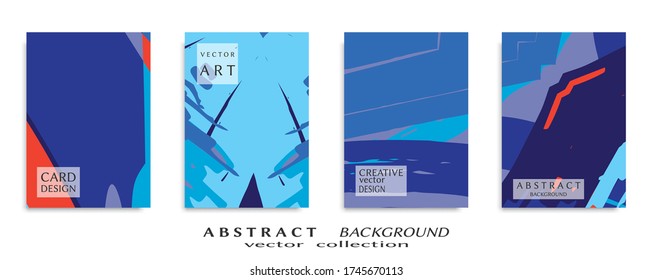 Abstract backgrouns set, grunge texture. Minimalistic art, brush strokes style. Design for card, brochure, banner idea, book cover, booklet print, flyer sheet a4. Collage page, web header template.