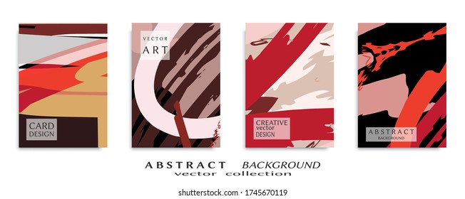 Conjunto de fondo abstracto, textura gruesa. Arte minimalista, estilo de pinceladas. Diseño para tarjeta, folleto, idea de banner, portada de libro, folleto, hoja de volante a4. Página de conjunto, plantilla de encabezado web.
