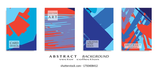 Abstract backgrouns set, grunge texture. Minimalistic art, brush strokes style. Design for card, brochure, banner idea, book cover, booklet print, flyer sheet a4. Collage page, web header template.