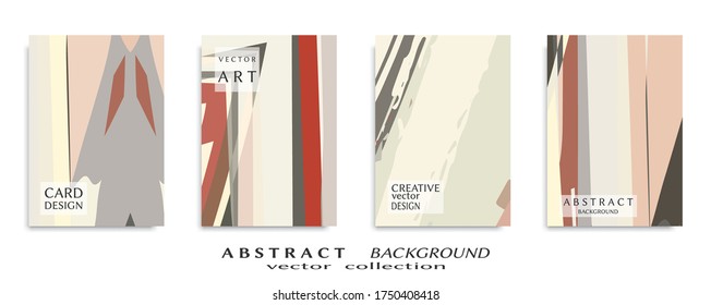 Abstract backgrouns set, grunge texture. Minimalistic art, brush strokes style. Design for card, brochure, banner idea, book cover, booklet print, flyer sheet a4. Collage page, web header template.