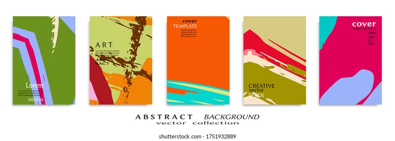 Abstract backgrouns set, grunge texture. Minimalistic art, brush strokes style. Design for card, brochure, banner idea, book cover, booklet print, flyer sheet a4. Collage page, web header template.