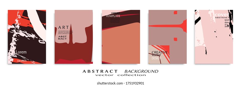 Conjunto de fondo abstracto, textura gruesa. Arte minimalista, estilo de pinceladas. Diseño para tarjeta, folleto, idea de banner, portada de libro, folleto, hoja de volante a4. Página de conjunto, plantilla de encabezado web.