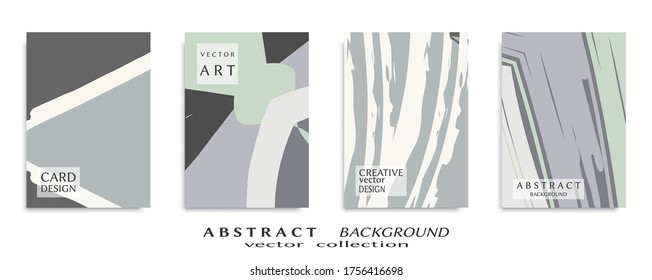 Abstract backgrouns set, grunge texture. Minimalistic art, brush strokes style. Design for card, brochure, banner idea, book cover, booklet print, flyer sheet a4. Collage page, web header template.