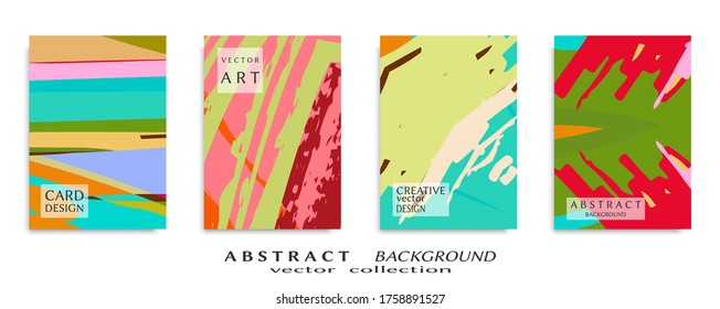 Abstract backgrouns set, grunge texture. Minimalistic art, brush strokes style. Design for card, brochure, banner idea, book cover, booklet print, flyer sheet a4. Collage page, web header template.
