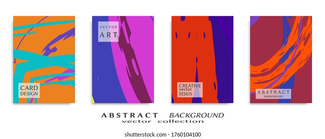 Abstract backgrouns set, grunge texture. Minimalistic art, brush strokes style. Design for card, brochure, banner idea, book cover, booklet print, flyer sheet a4. Collage page, web header template.