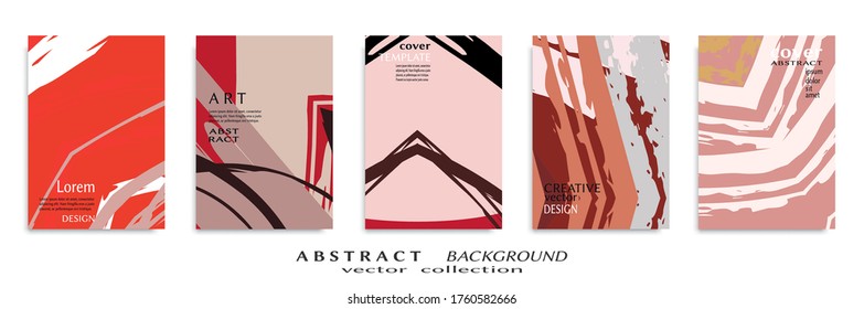 Conjunto de fondo abstracto, textura gruesa. Arte minimalista, estilo de pinceladas. Diseño para tarjeta, folleto, idea de banner, portada de libro, folleto, hoja de volante a4. Página de conjunto, plantilla de encabezado web.
