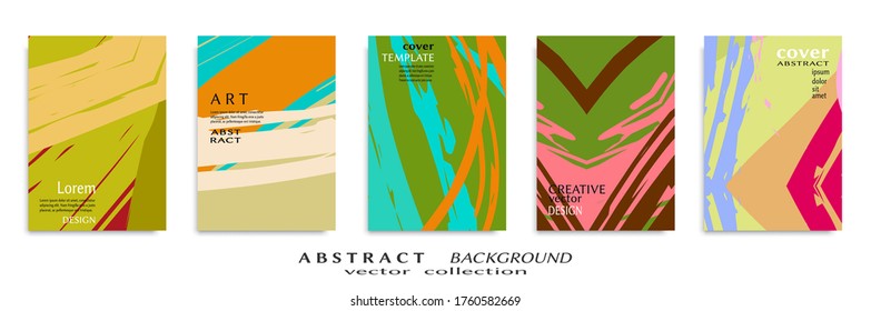 Abstract backgrouns set, grunge texture. Minimalistic art, brush strokes style. Design for card, brochure, banner idea, book cover, booklet print, flyer sheet a4. Collage page, web header template.