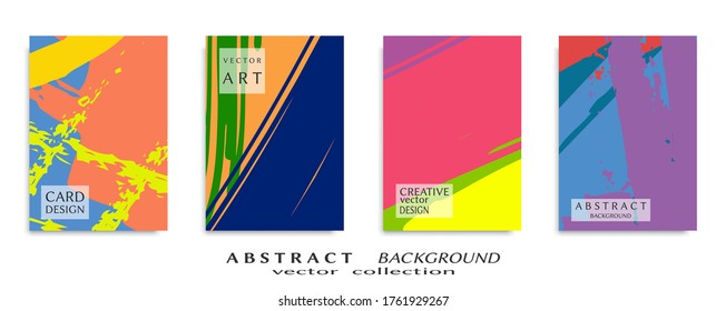 Abstract backgrouns set, grunge texture. Minimalistic art, brush strokes style. Design for card, brochure, banner idea, book cover, booklet print, flyer sheet a4. Collage page, web header template.