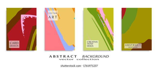 Abstract backgrouns set, grunge texture. Minimalistic art, brush strokes style. Design for card, brochure, banner idea, book cover, booklet print, flyer sheet a4. Collage page, web header template.