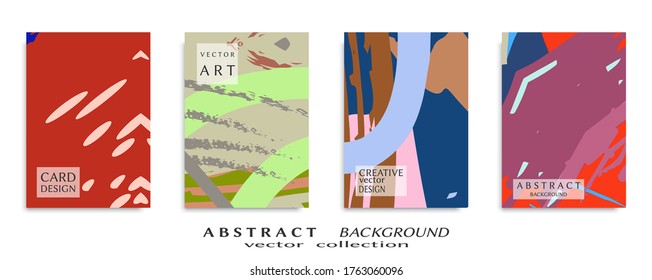 Abstract backgrouns set, grunge texture. Minimalistic art, brush strokes style. Design for card, brochure, banner idea, book cover, booklet print, flyer sheet a4. Collage page, web header template.