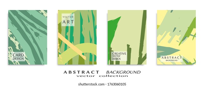 Abstract backgrouns set, grunge texture. Minimalistic art, brush strokes style. Design for card, brochure, banner idea, book cover, booklet print, flyer sheet a4. Collage page, web header template.