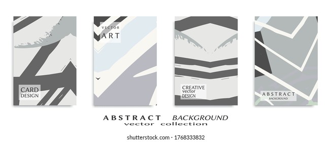 Abstract backgrouns set, grunge texture. Minimalistic art, brush strokes style. Design for card, brochure, banner idea, book cover, booklet print, flyer sheet a4. Collage page, web header template.