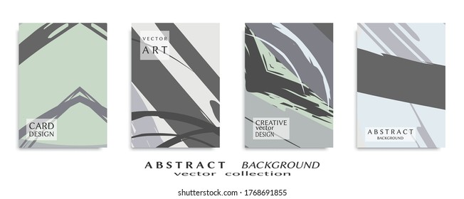 Abstract backgrouns set, grunge texture. Minimalistic art, brush strokes style. Design for card, brochure, banner idea, book cover, booklet print, flyer sheet a4. Collage page, web header template.