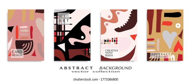 Abstract backgrouns set, grunge texture with doodle elements. Minimalistic art. Design for card, brochure, banner idea, book cover, booklet print, flyer sheet a4. Collage page, web header template.