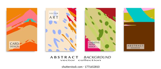 Abstract backgrouns set, grunge texture. Minimalistic art, brush strokes style. Design for card, brochure, banner idea, book cover, booklet print, flyer sheet a4. Collage page, web header template.