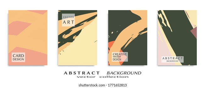 Conjunto de fondo abstracto, textura gruesa. Arte minimalista, estilo de pinceladas. Diseño para tarjeta, folleto, idea de banner, portada de libro, folleto, hoja de volante a4. Página de conjunto, plantilla de encabezado web.