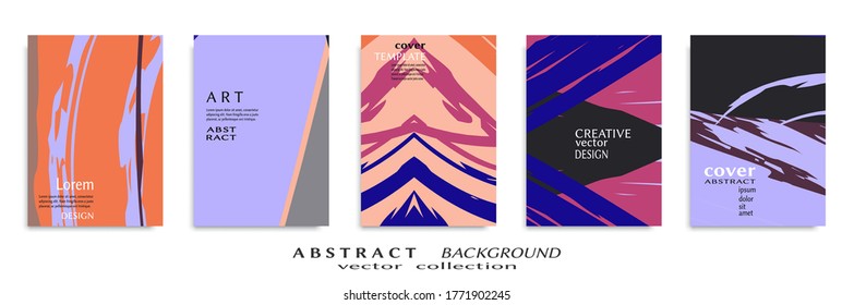 Conjunto de fondo abstracto, textura gruesa. Arte minimalista, estilo de pinceladas. Diseño para tarjeta, folleto, idea de banner, portada de libro, folleto, hoja de volante a4. Página de conjunto, plantilla de encabezado web.
